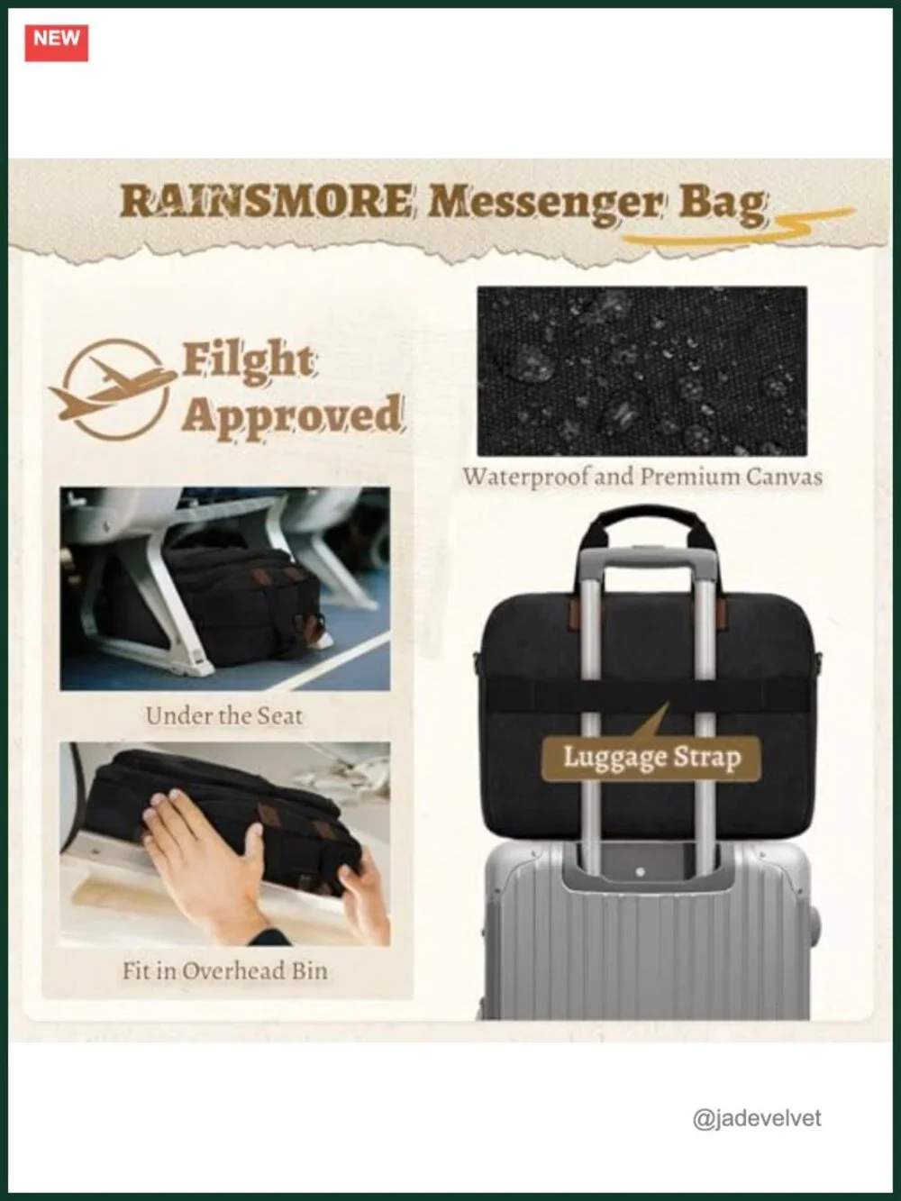 Waterproof Canvas Laptop Messenger Bag 15.6 inch Shoulder Briefcase Work Travel